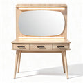 Coiffeuse en bois naturel avec miroir et éclairage intégré 120 x 40 x 160cm