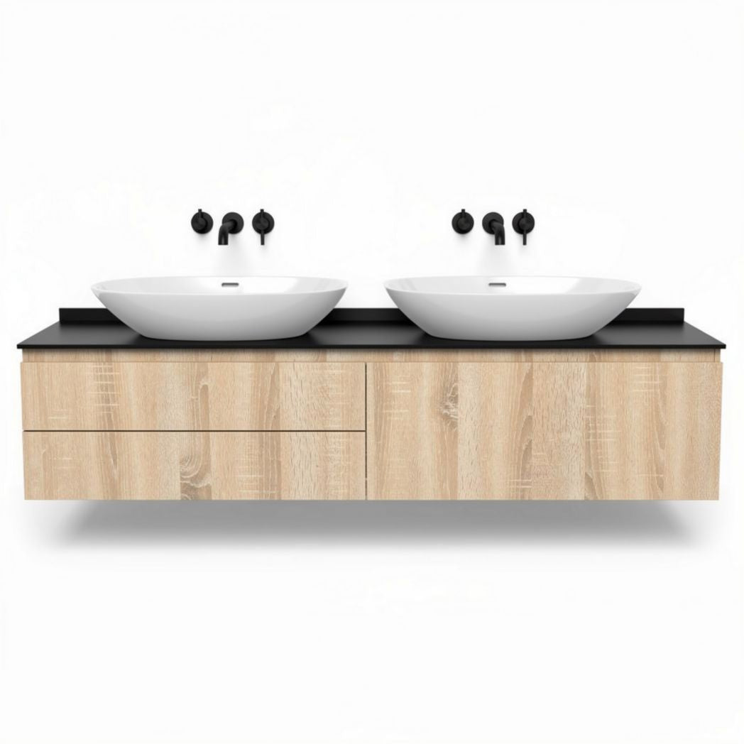Meuble de salle de bain en bois avec double vasque 120 x 50 x 40 cm
