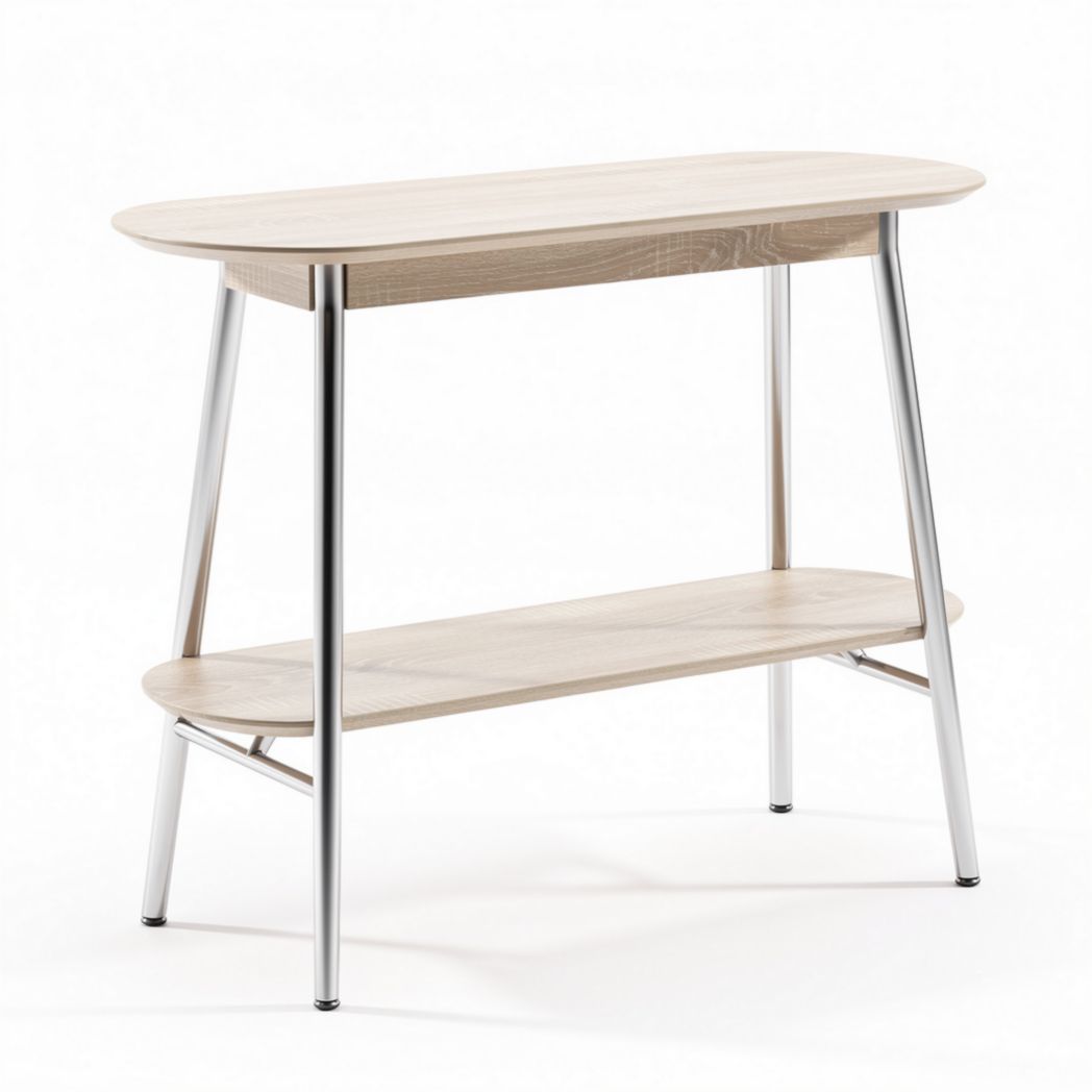 Table console en bois clair avec étagère inférieure 80 x 30 x 75cm