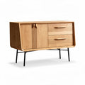 Buffet en bois de chêne naturel avec deux tiroirs et deux portes 120 x 50 x 75cm
