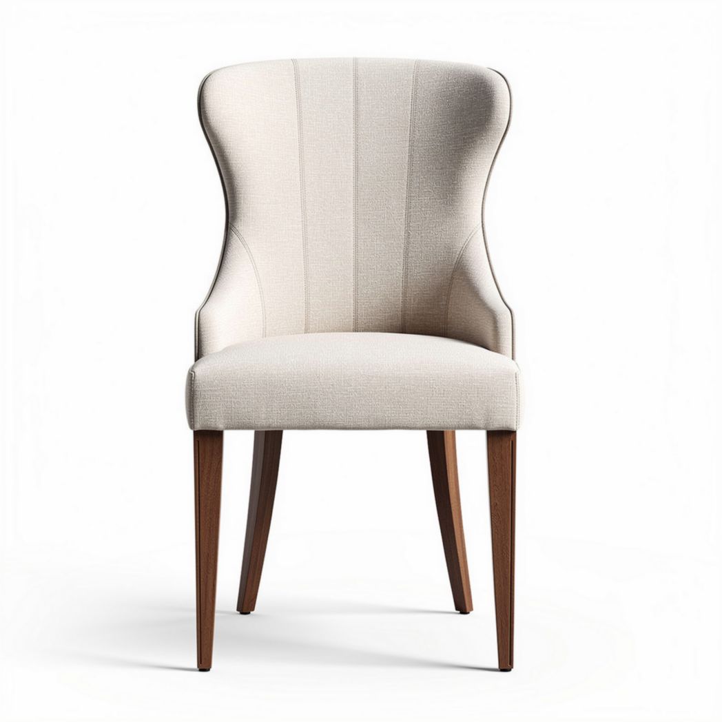 Chaise en tissu beige avec structure en bois 45 x 50 x 90cm