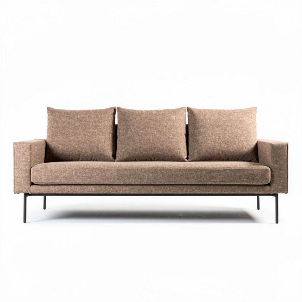 Canapé en tissu beige avec coussins déhoussables 190 x 80 x 85cm