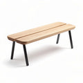Banc en bois d'érable avec pieds en métal noir 150 x 50 x 45cm