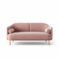 Canapé en tissu rose de dimensions 180 x 85 x 75 cm avec accoudoirs ronds