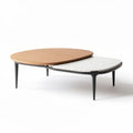 Table basse en bois et en pierre décorative 100 x 100 x 30 cm