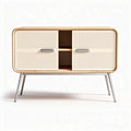 Meuble de rangement en bois de bambou avec portes en tissu 90 x 40 x 70cm